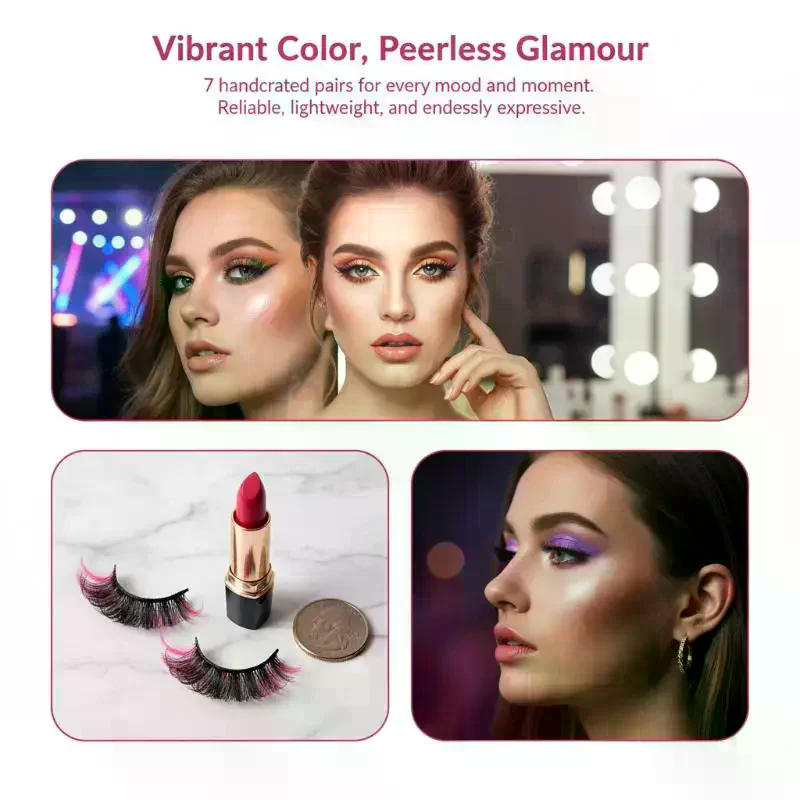 Eyelash Extension Russian Volume - 7 Pairs Colorful False Eyelashes 3D