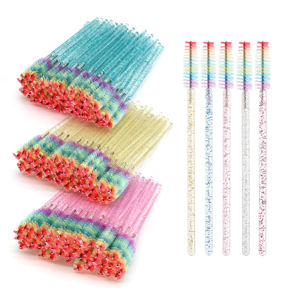Eyelash Extension Course - 50PCS Rainbow Crystal Eyelash Makeup Brushes