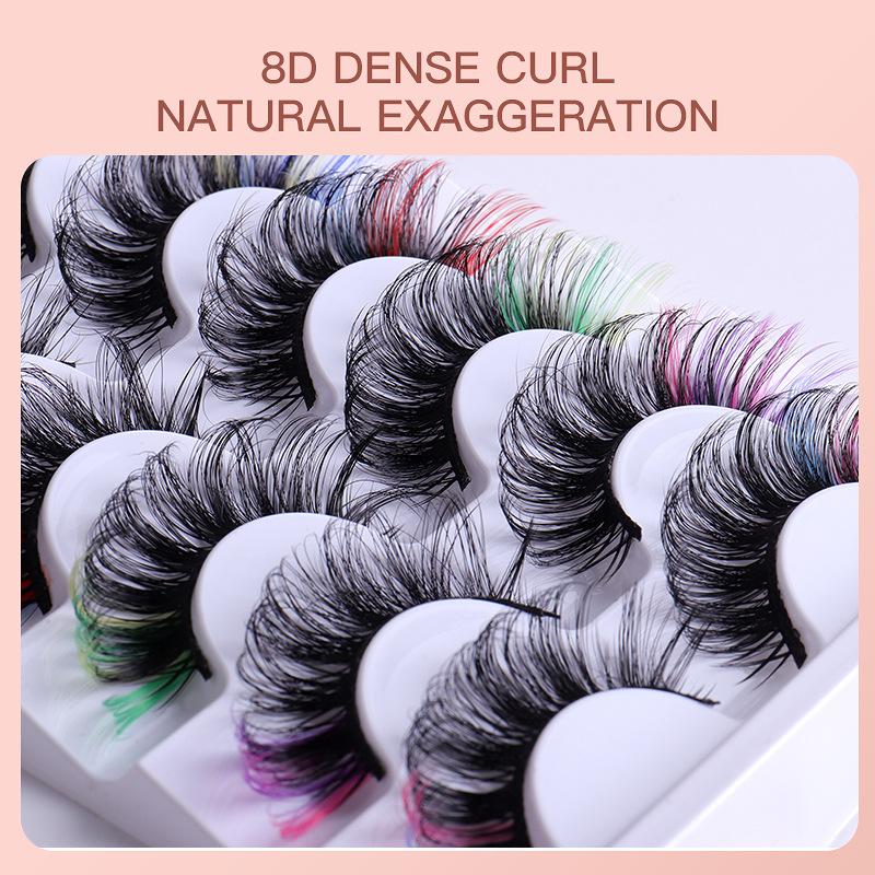 7 Pairs Colorful False Eyelash - Eyelash Extension Russian Volume avaliação e preço