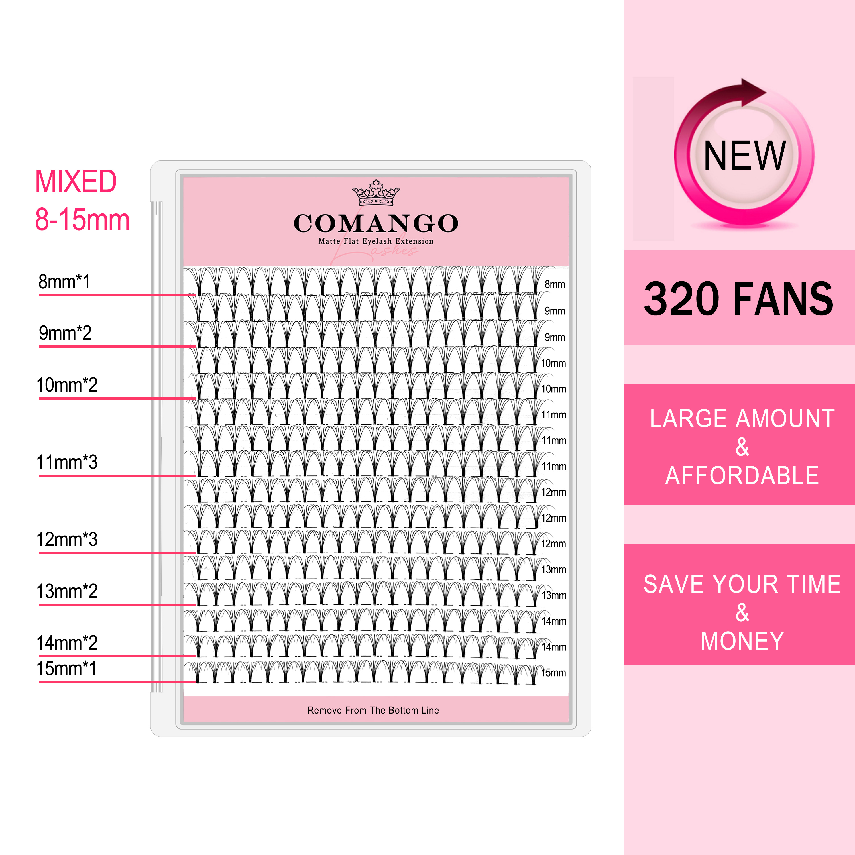 CoMango 320pcs Short Stem Prem - Eyelash Extension Russian Volume avaliação e preço