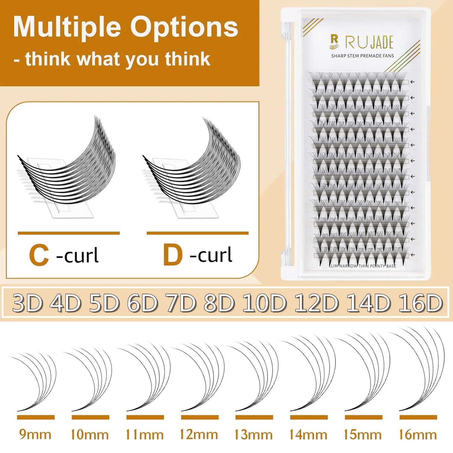 RUJADE Pointy Narrow Base Prem - Eyelash Extension Russian Volume avaliação e preço
