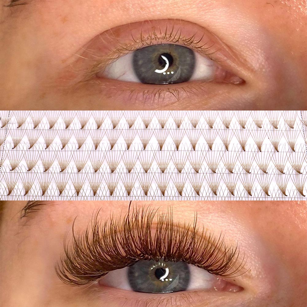 320 Colored Pointy Base Brown  - Eyelash Extension Russian Volume avaliação e preço