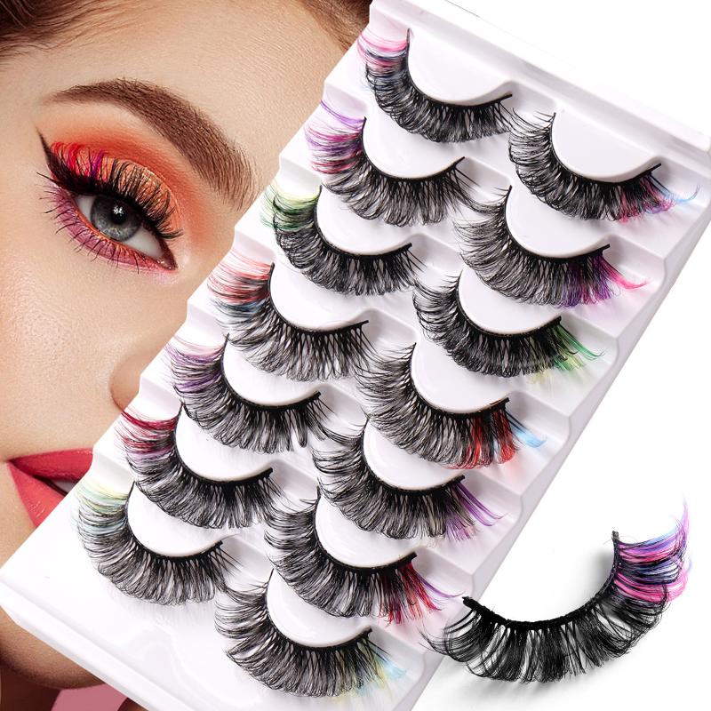 7 Pairs Colorful False Eyelash - Eyelash Extension Natural avaliação e preço